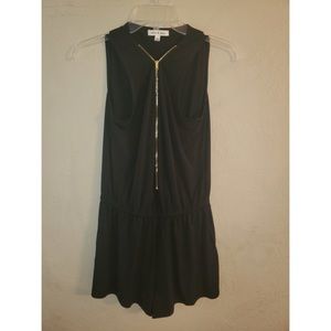 S Ellie & Katie Black Romper w/ Gold Zipper